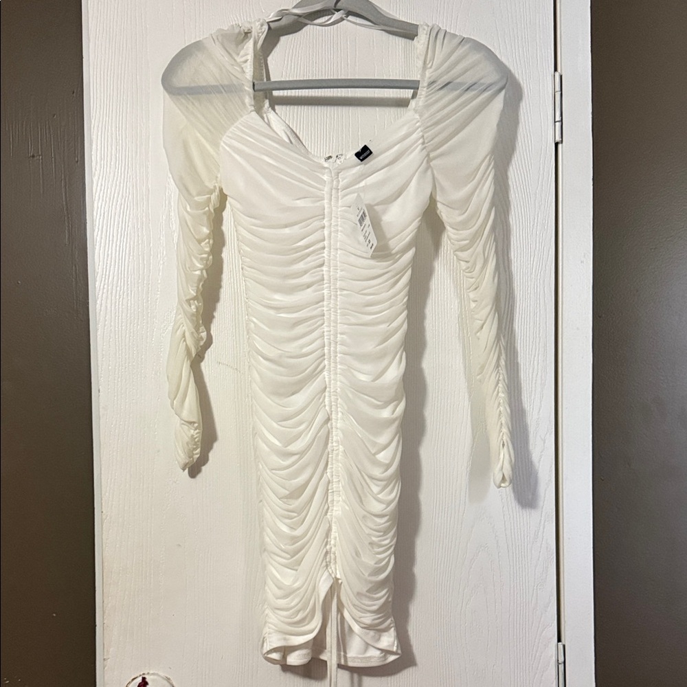 Windsor Ivory Long Sleeve Ruched Dress
